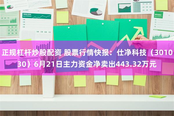 正规杠杆炒股配资 股票行情快报：仕净科技（301030）6月21日主力资金净卖出443.32万元