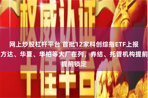 网上炒股杠杆平台 首批12家科创综指ETF上报，易方达、华夏、华柏等大厂在列，券结、托管机构提前锁定